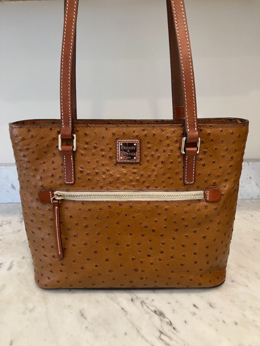 Dooney & Bourke | Ostrich Large Leather Shopper Tote | Tan | Classic